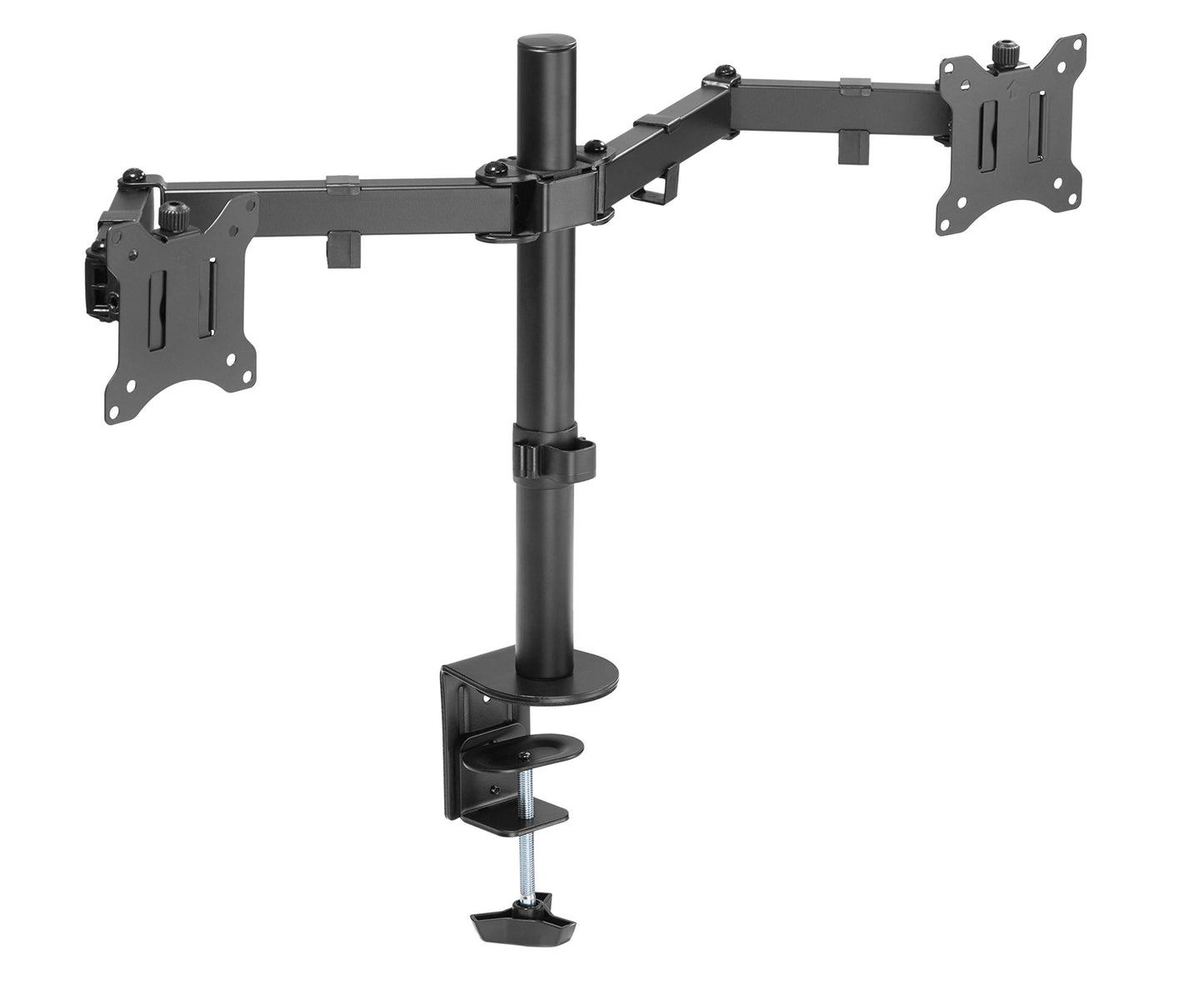 AMER Dual LCD LED Monitor Desk Mount Stand with C-clamp | Heavy Duty Fully Adjustable Arms Hold 2 Screens up to 32 inches (2EZCLAMP)