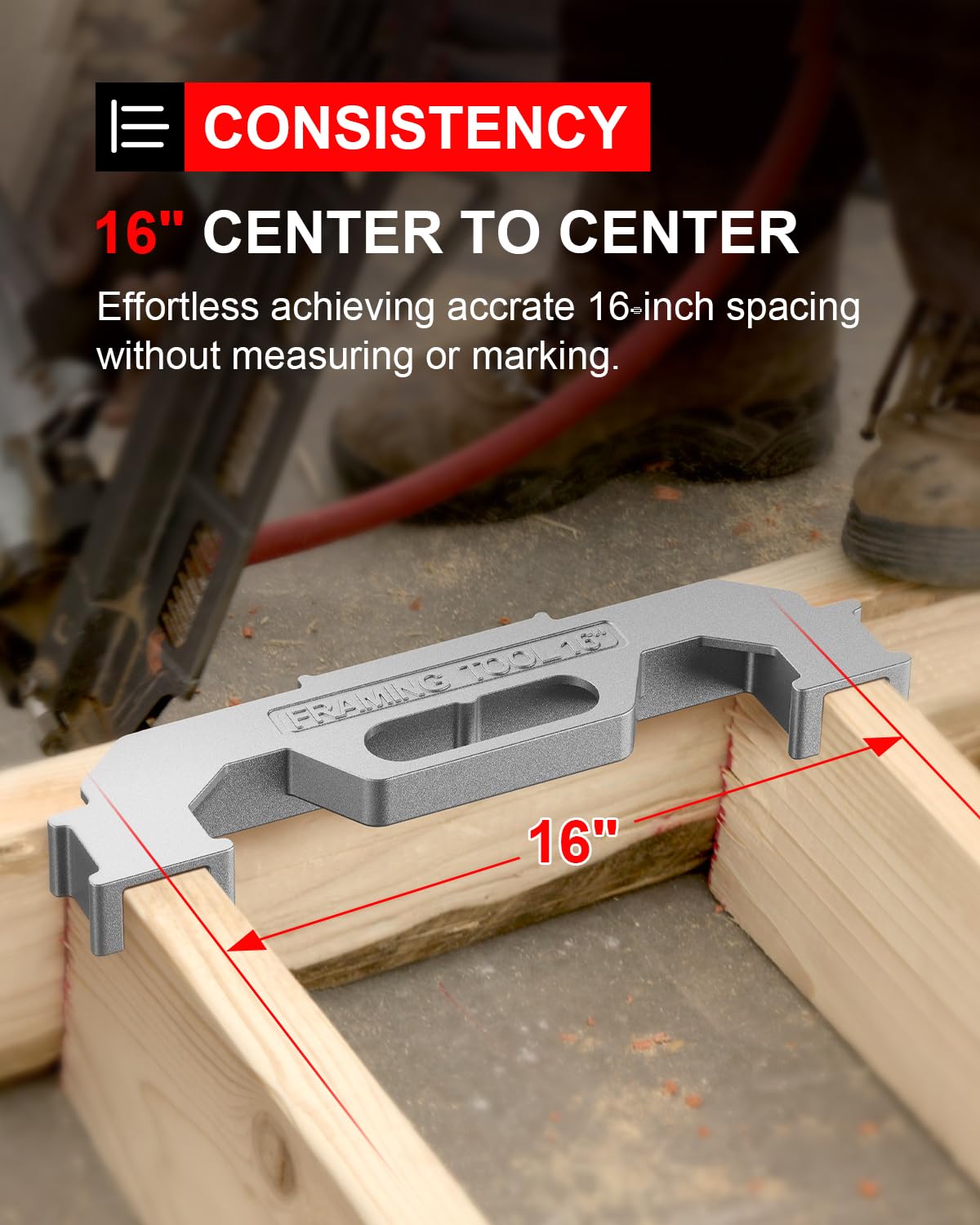 Kolvoii Framing Tool, 16 Inch On-Center Stud Layout Tool, 100% Cast Aluminum, Measurement Jig for Walls, Roofs, Floors or Ladders