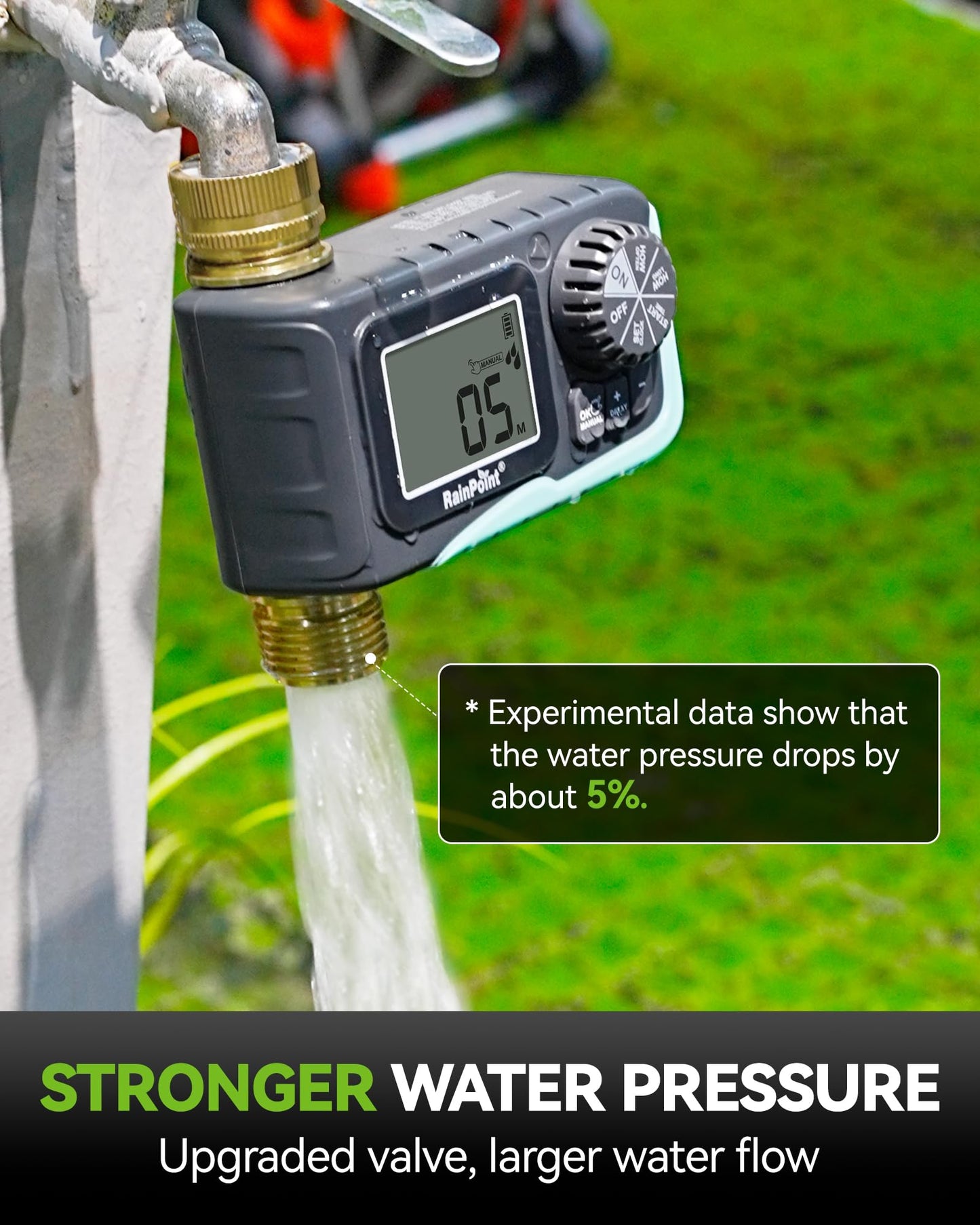 RAINPOINT Sprinkler Timer, 100% Metal Pipe Water Timer for Garden Hose, Programmable Hose Controller for Watering, Sprinkler Controller with Manual Watering/Rain Delay for Outdoor Lawn & Garden 1 Zone