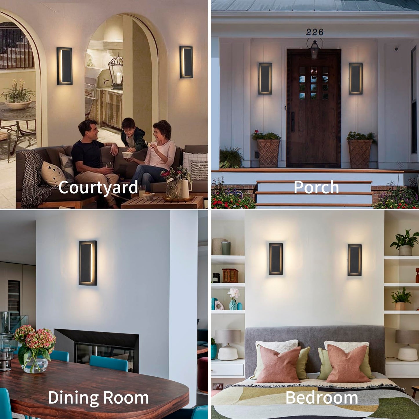 ZSMAIKU 11.8" Outdoor Wall Lights, Black Led Wall Sconces,Exterior Light Fixtures Wall Mount, 3000K Warm White,Waterproof Modern Porch Hallway Front Door Lights 360°Beam Angle 1 Pack