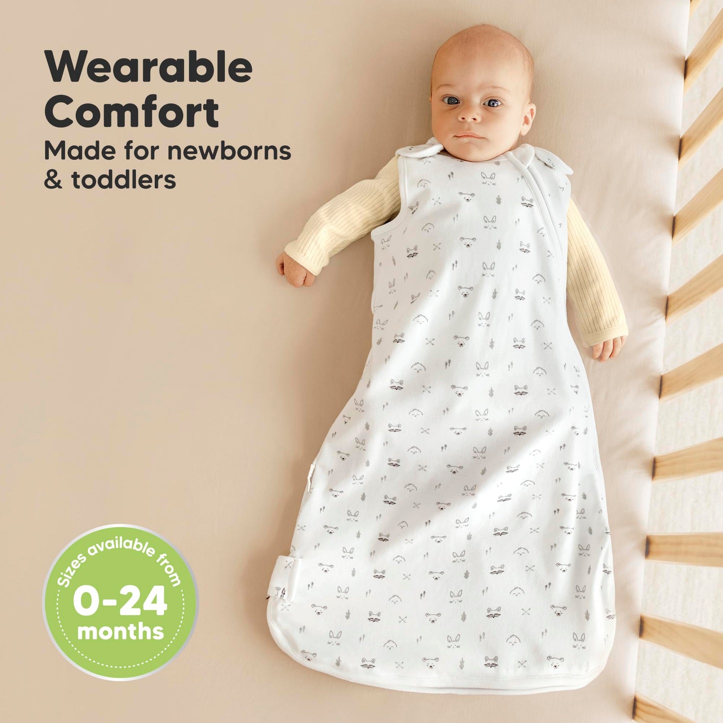 2-Pack Organic Baby Sleep Sacks, 100% Cotton - Soft & Breathable 0.5TOG Baby Wearable Blanket, Toddler Sleeping Sack 6-18 months, Easy to Wear Transitional Swaddles for Newborns, Infants (Nordic, M)