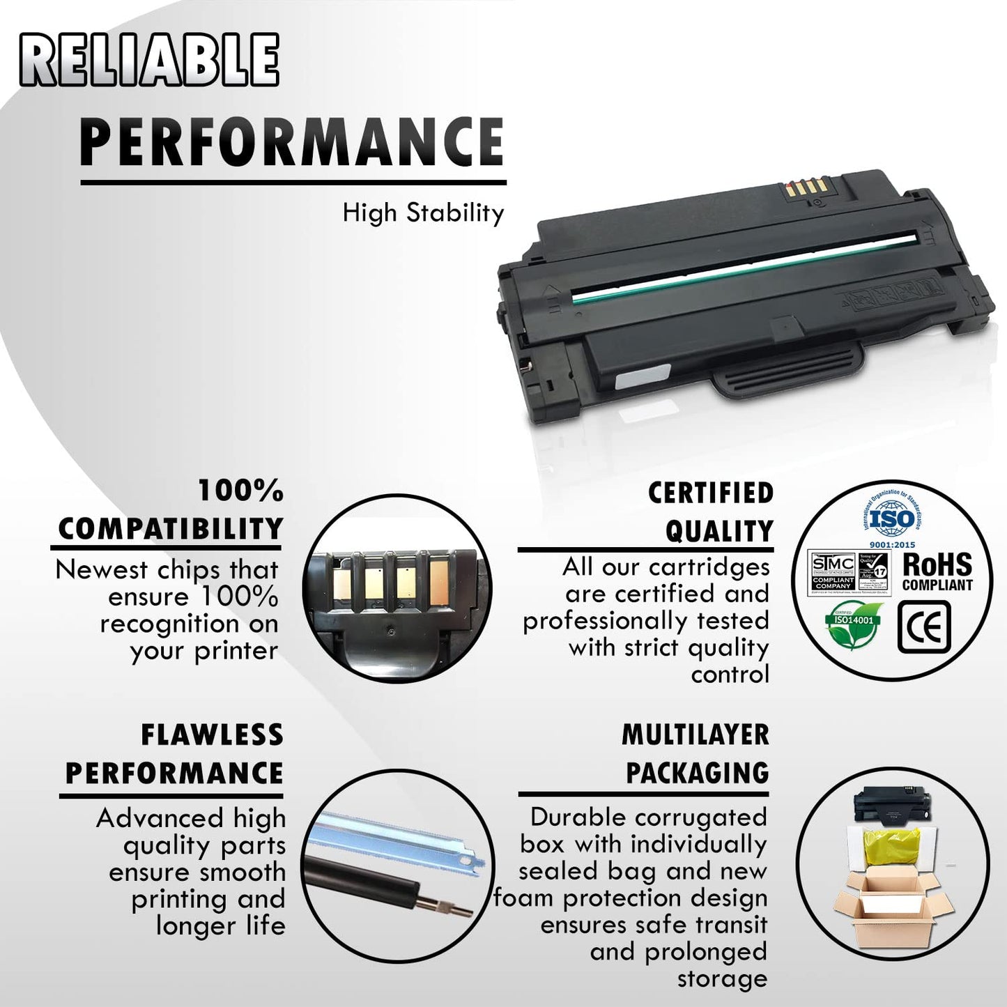 2 Inkfirst Compatible High Yield Toner Cartridges Compatible with Samsung MLT-D105L (MLTD105L) ML-1910 SCX-4600 SF-650 Black ML-1915 ML-2525 ML-2525W ML-2580N SCX-4623F SCX-4623FN SF-650 SF-650P
