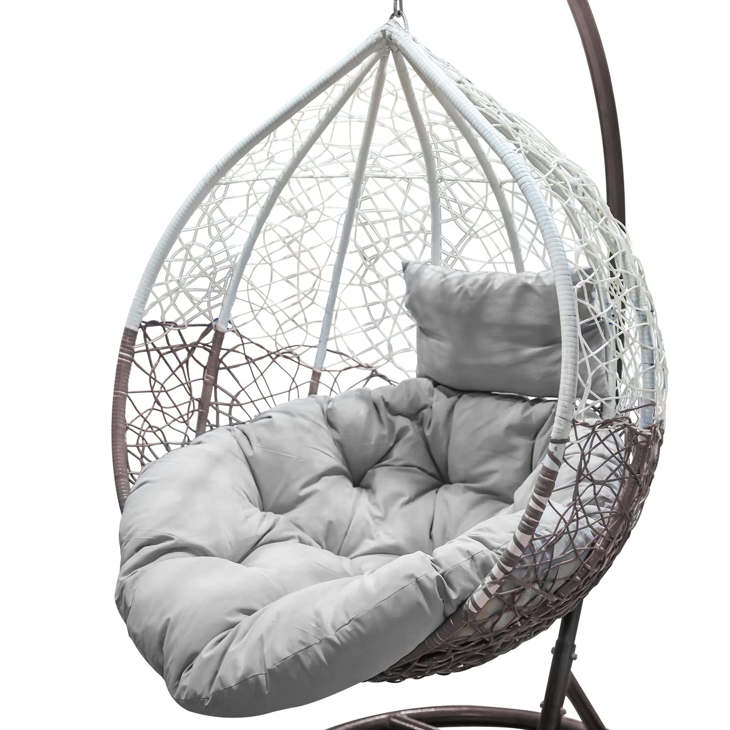 Hanging Egg Chair Cushion 44"x44", Egg Chair Cushion Replacement Outdoor, Round Thick Cushion for Swing Chairs, Washable Hammock Chair Cushion Cover, Patio Furniture Cushions Beige (Grey)