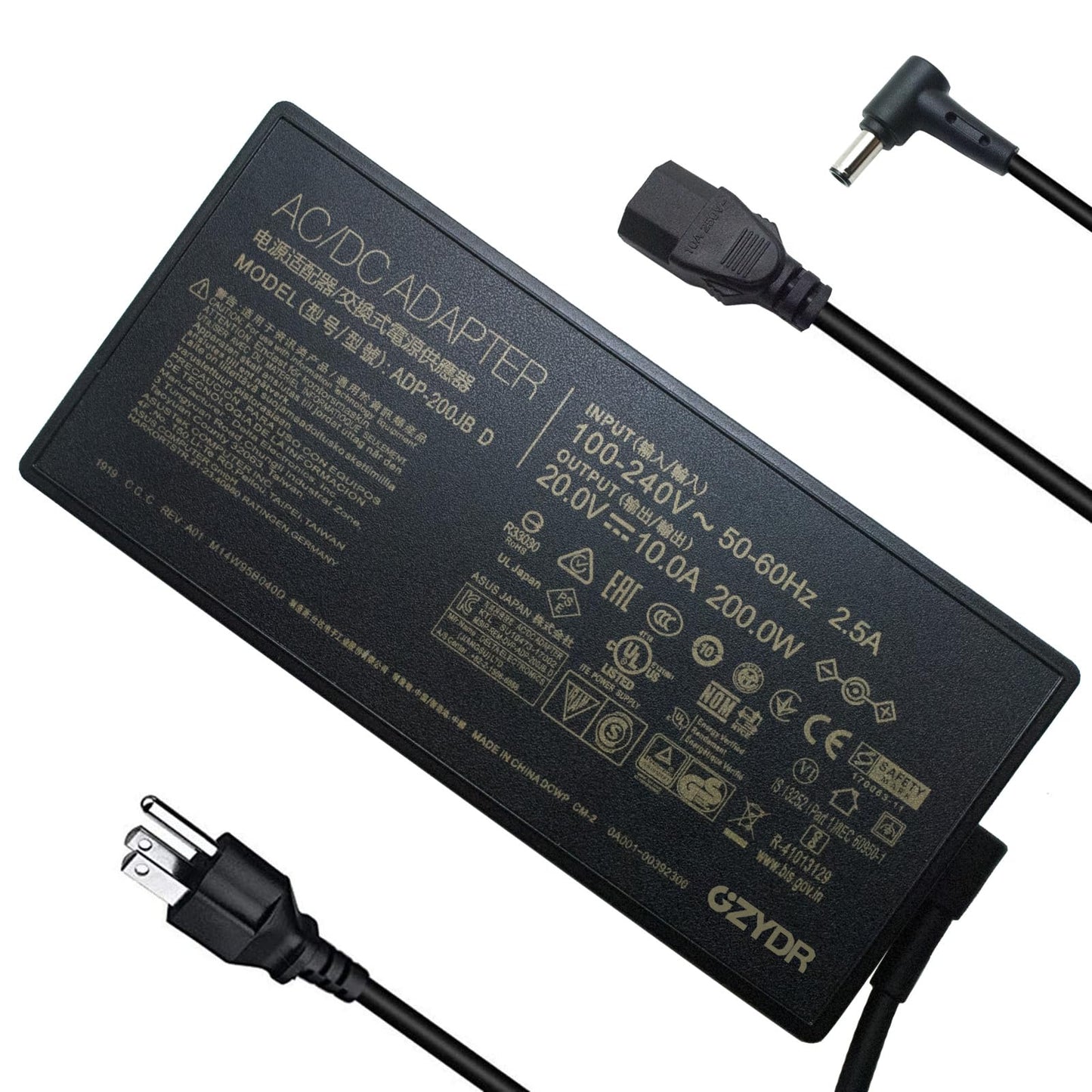 200W 20V 10A Adapter Charger ADP-200JB D Compatible with ASUS TUF Dash F15 A15 FX516PR FA506QR ROG G15 Zephyrus FA506QR Zephyrus GA503 GA503QM GA503QS GA503QR Gaming Laptop 6.0 * 3.7mm