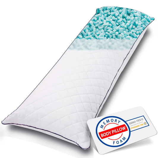 1 MIDDLE ONE Body Pillow, Memory Foam Body Pillows for Adults Sleeping, Long Pillow for Bed, Big Large Firm Full Body Pillow for Side Sleeper, 20x54 Inch, White