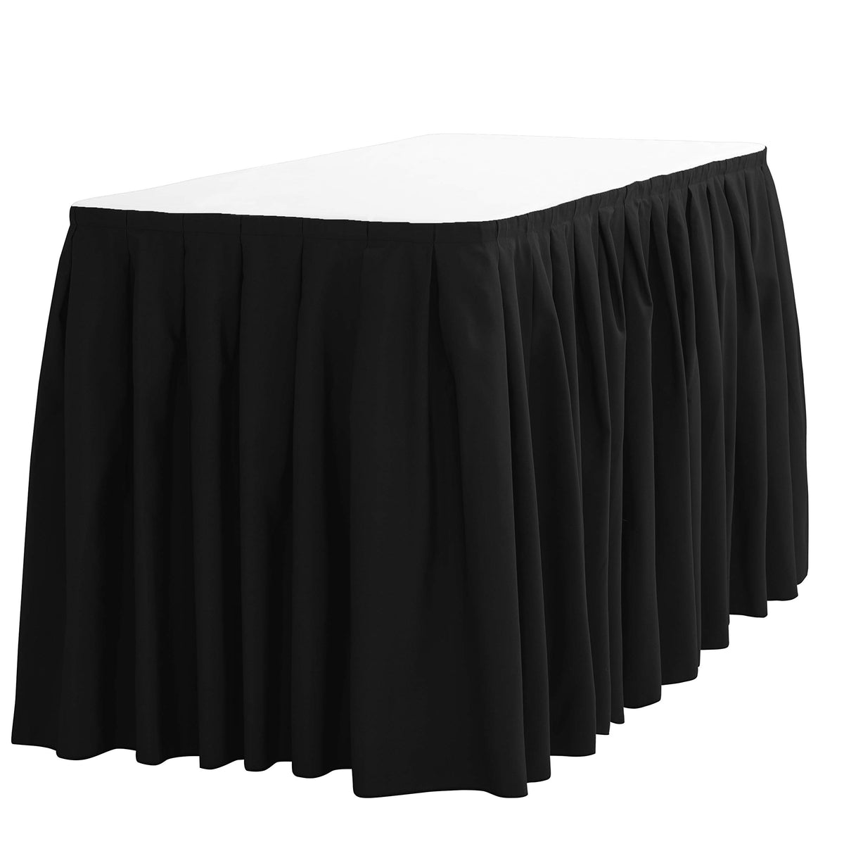 LinenTablecloth 21 ft. Accordion Pleat Polyester Table Skirt Black