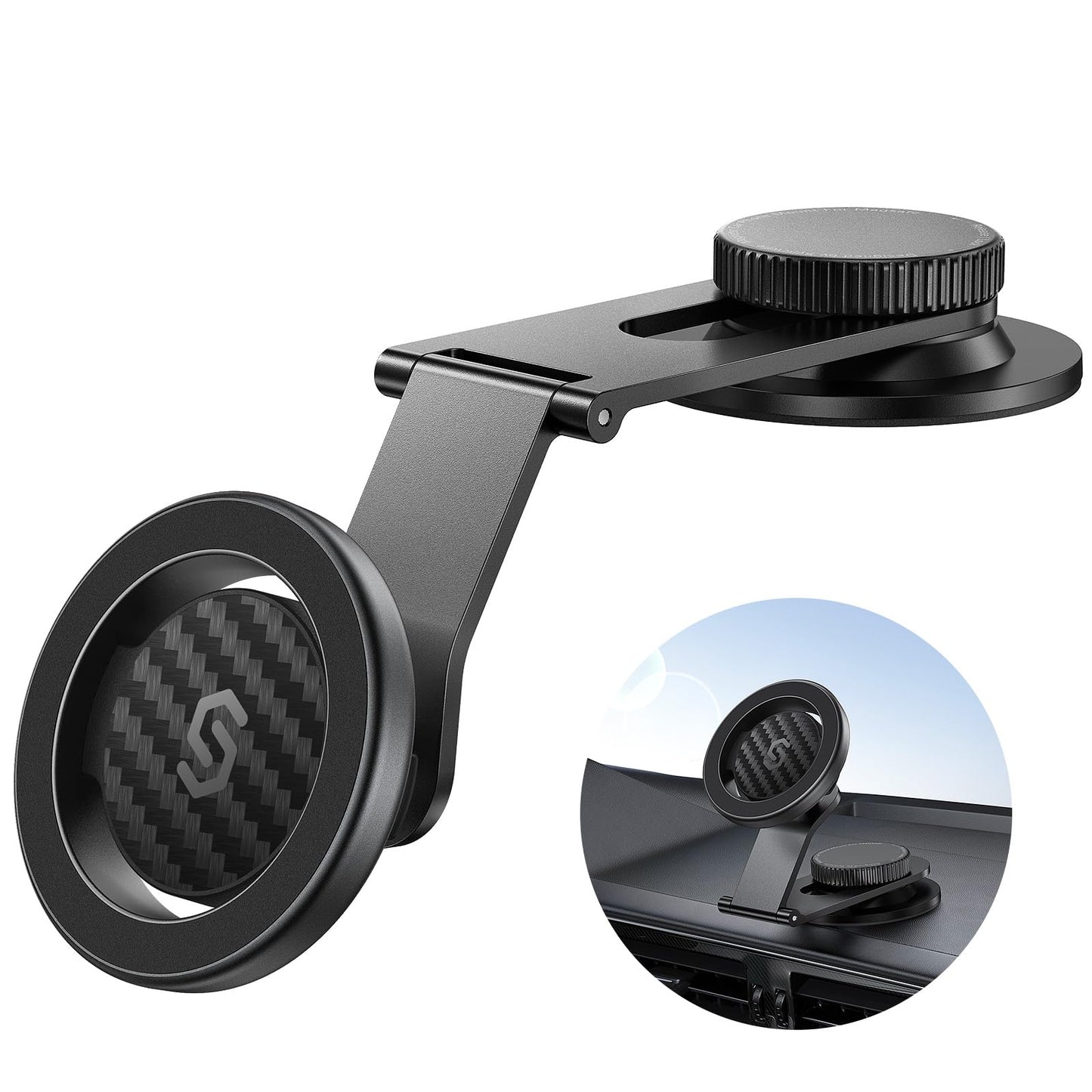 SYNCWIRE Fits MagSafe Car Mount for Universal Dashboard,Tesla Screen,Magnetic Phone Holder for Car, Foldable Aluminum Alloy Arm, Super Stable Car Mount for iPhone 17 Pro Max 16 15 14 13 12&All Phones