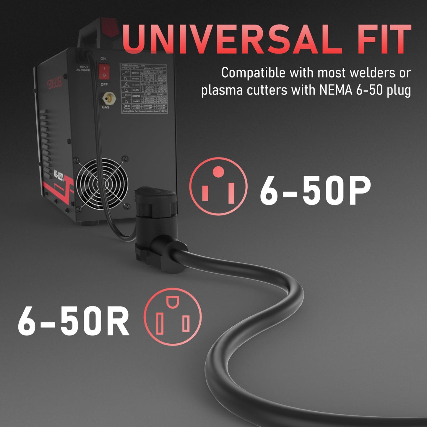 YESWELDER 40ft 220 Volt Welder Extension Cord 10 AWG Power Extension for Welding Machines
