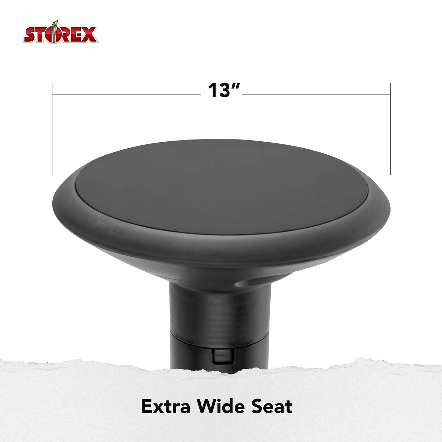 Storex 00300U01C Adjustable Wobble Chair, Non-Slip Base, 12-18 Inch Height, Black