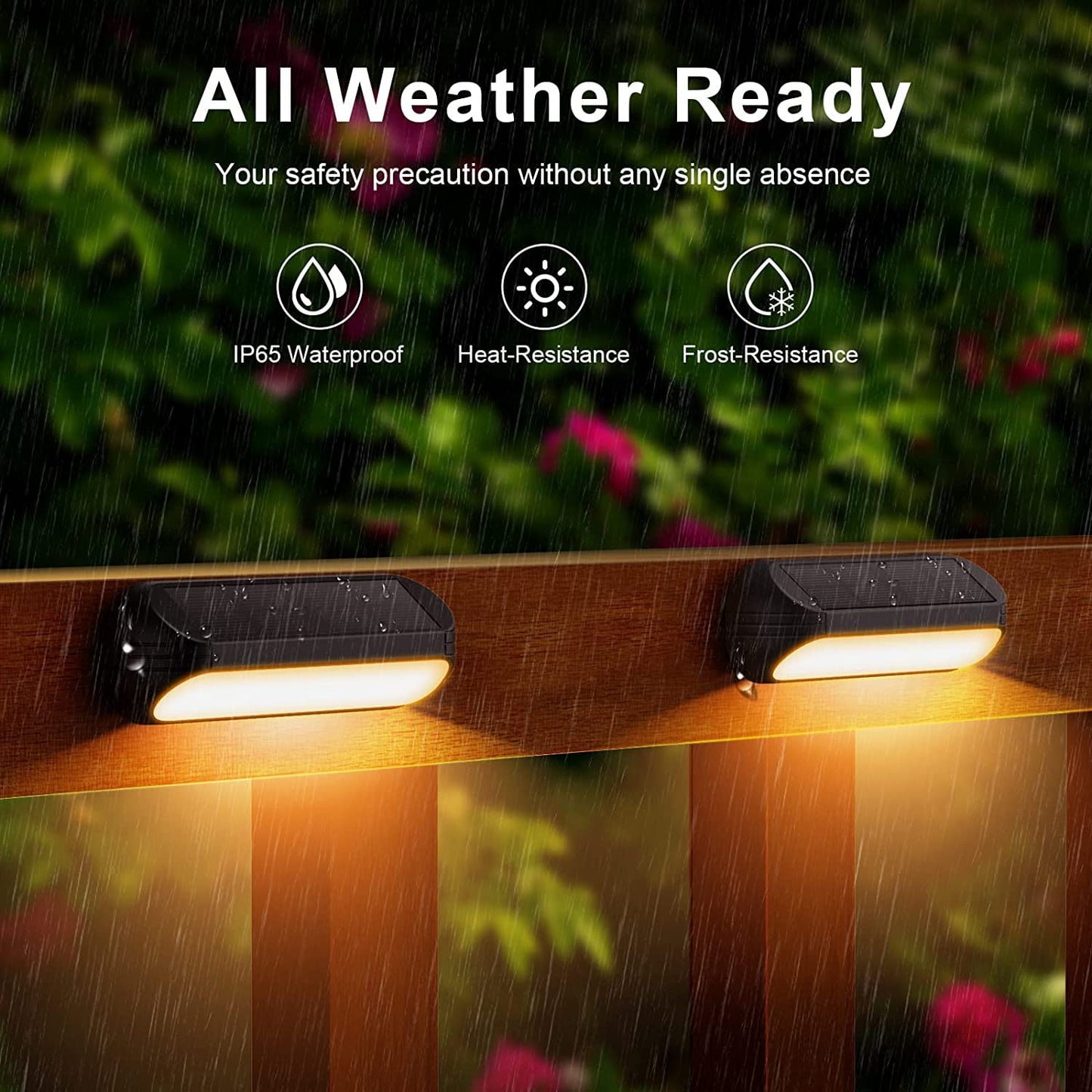 8 Pack Solar Deck Lights Outdoor, BUCASA Solar Step Lights Outdoor Waterproof, Warm & RGB 8-Colors Solar Fence Lights, Auto ON/Off Solar Powered Deck Lights for Fence Deck Stair Yard Wall