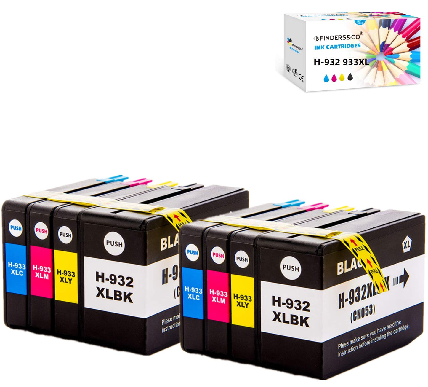 932XL 933XL Ink Cartridge Replacement for HP 932 933 XL Ink Use with HP Officejet 6600 6700 6100 7110 7610 7612 Printers (2BK, 2C, 2M, 2Y)