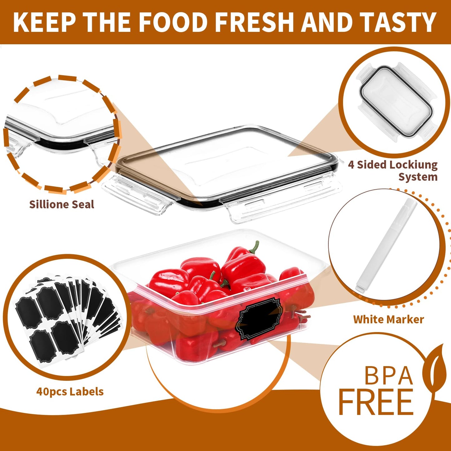 24 Pack Meal Prep Containers, PRAKI Food Storage Containers set with Lids