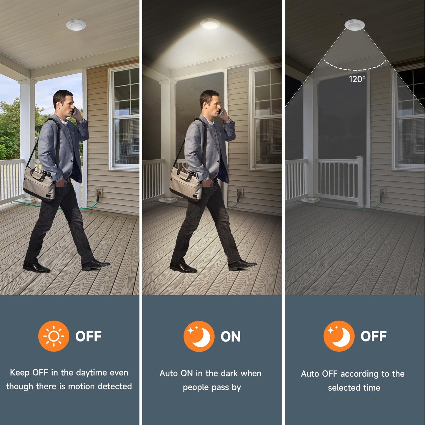 ECOELER 2 Pack PIR Motion Sensor Ceiling Light, 3CCT Selectable Occupancy Light with Time Countdown & Dusk-to-Dawn Sensor, 16W 1000Lm, Motion Light for Garage, Hallway, Stairwell