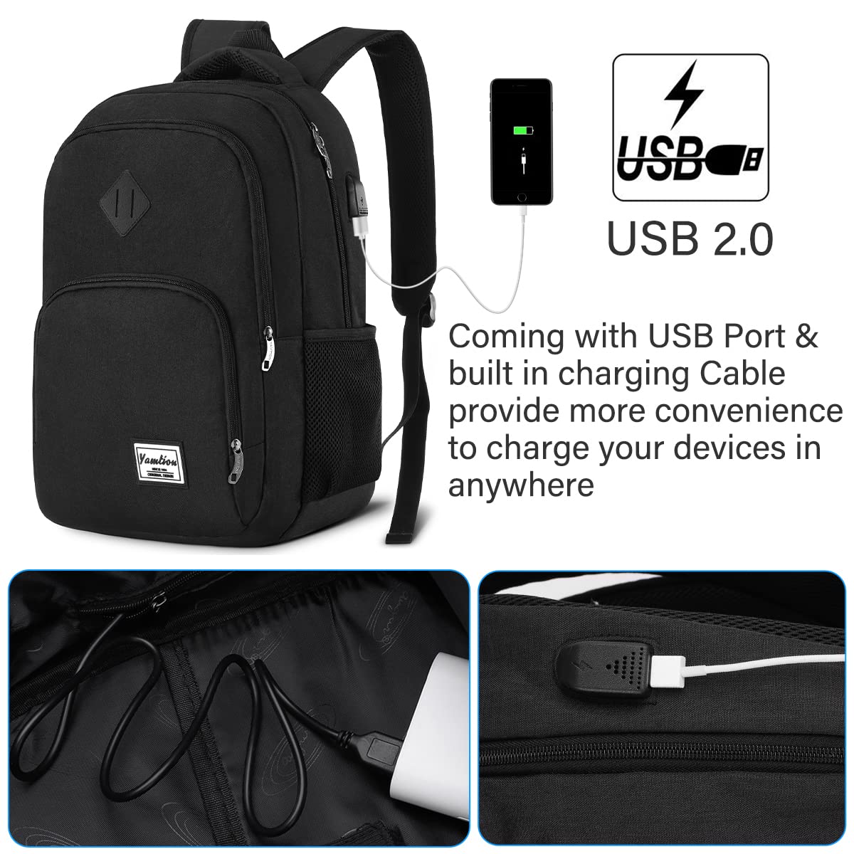 17.3 Inch Backpack for Men and Women,School Backpack for Teenager,Laptop Bookbag with USB Charging port for Business Work College Travel Trip