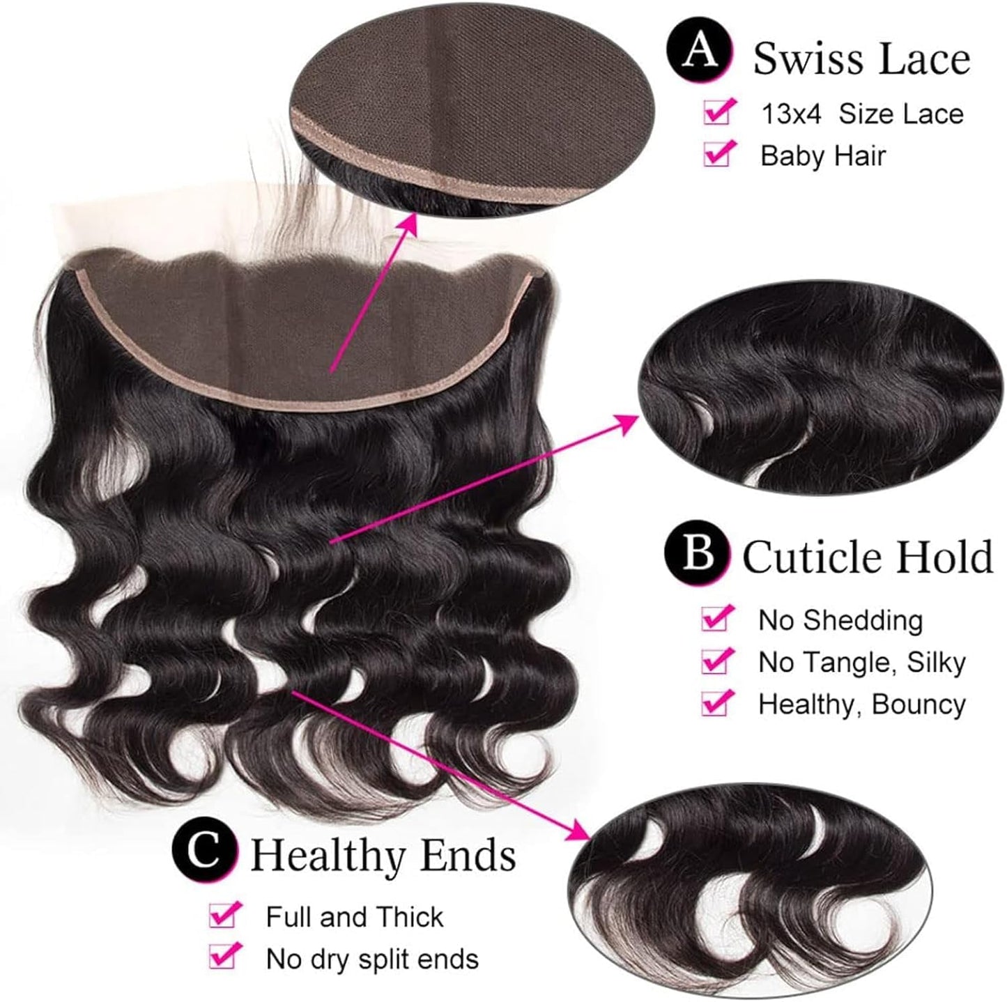 13x4 Lace Frontal Closure Body Wave Ear to Ear HD Lace Frontal Human Hair 12 Inch Brazilian Virgin Human Hair Closure Free Part 150% Density Body Wave Hair Extensions Pre Plucked Natural Black