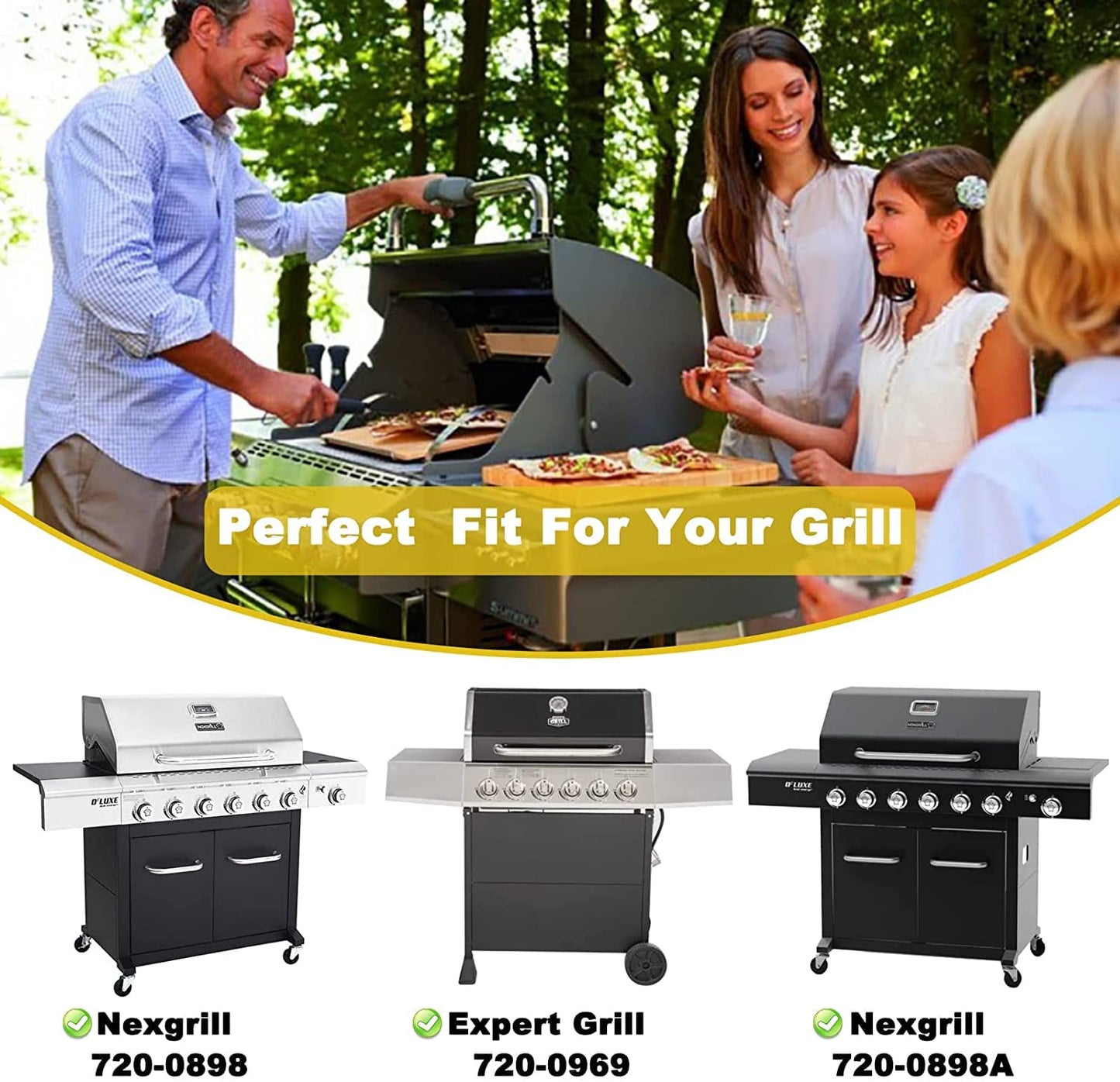 BBQ Replacement Parts for Nexgrill 720-0896CA 720-0898 720-0888A 720-0888 Grills, Included 6-Pack BBQ Heat Plates/Heat Shields, BBQ Burner Tubes Replacement for Nexgrill BBQ