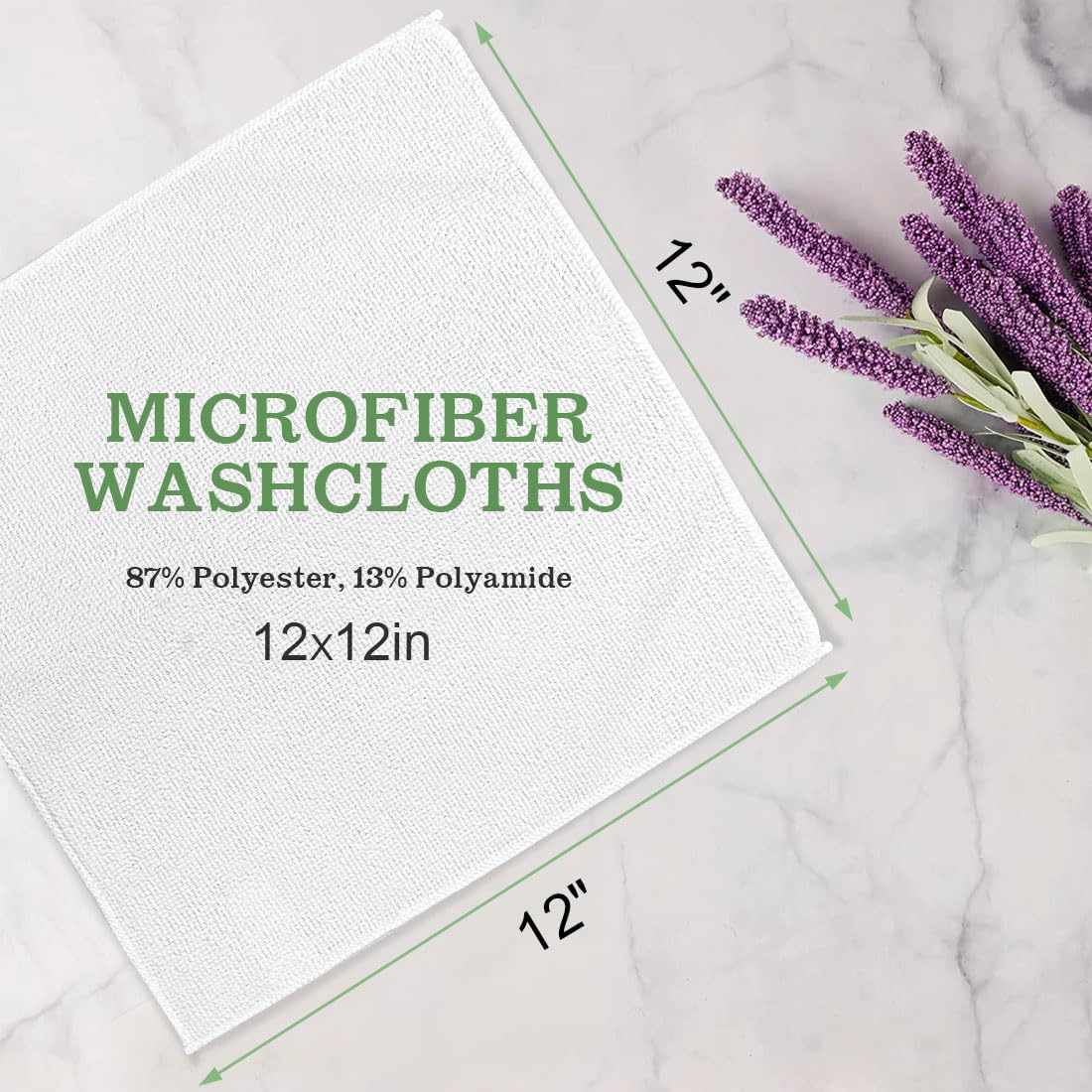 UNIMADE Washcloths Bulk - Face Towels (12" x 12"), Highly Soft Wash Cloths and Hand Towels, Fast Drying Multi-Purpose Microfiber Cleansing Cloths for Bathroom, Hotel, Spa, and Salon - White(100 Pack)