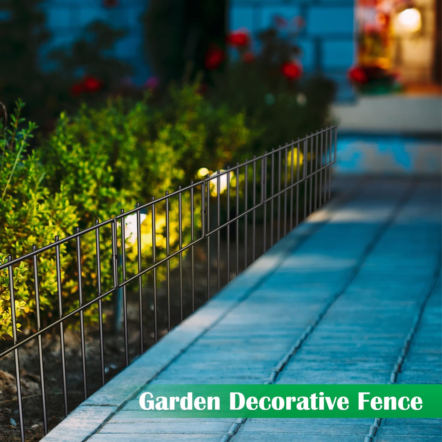 19 Pack Animal Barrier Fence, 17 in(H) X 20 Ft(L) Decorative Garden Fencing, Rustproof Metal Wire Garden Fence Border, Dog Rabbits Ground Stakes Fence for Landscape Patio.
