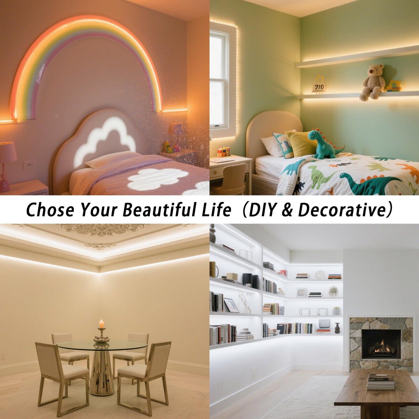16.4ft Dimmable White LED Strip Light Kit, Dimmable 3000K-6500K, 24V Strip Lights with Remote Control, Flexible LED Strip Light, Eye Protection for Bedroom, Home Lighting, Mirror, Kitchen, Bar Cabinet