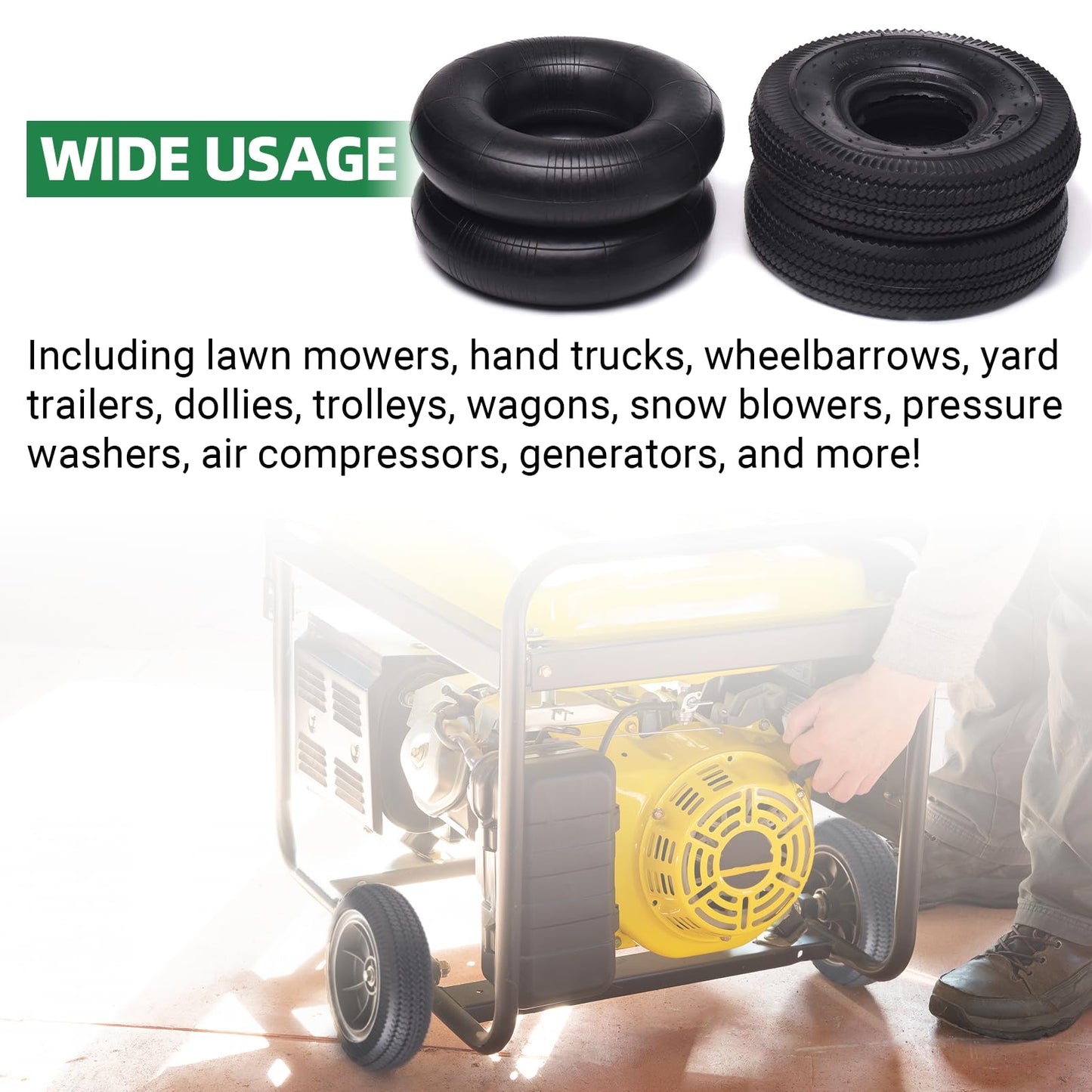 (2 Pack) AR-PRO 10" Heavy-Duty Replacement All-Purpose Utility Tire and Tube - 4.10/3.50-4" Pneumatic Tires with 10" Inner Tubes TR-13 Straight Valve Stem for Lawn Mowers, Hand Trucks, and More