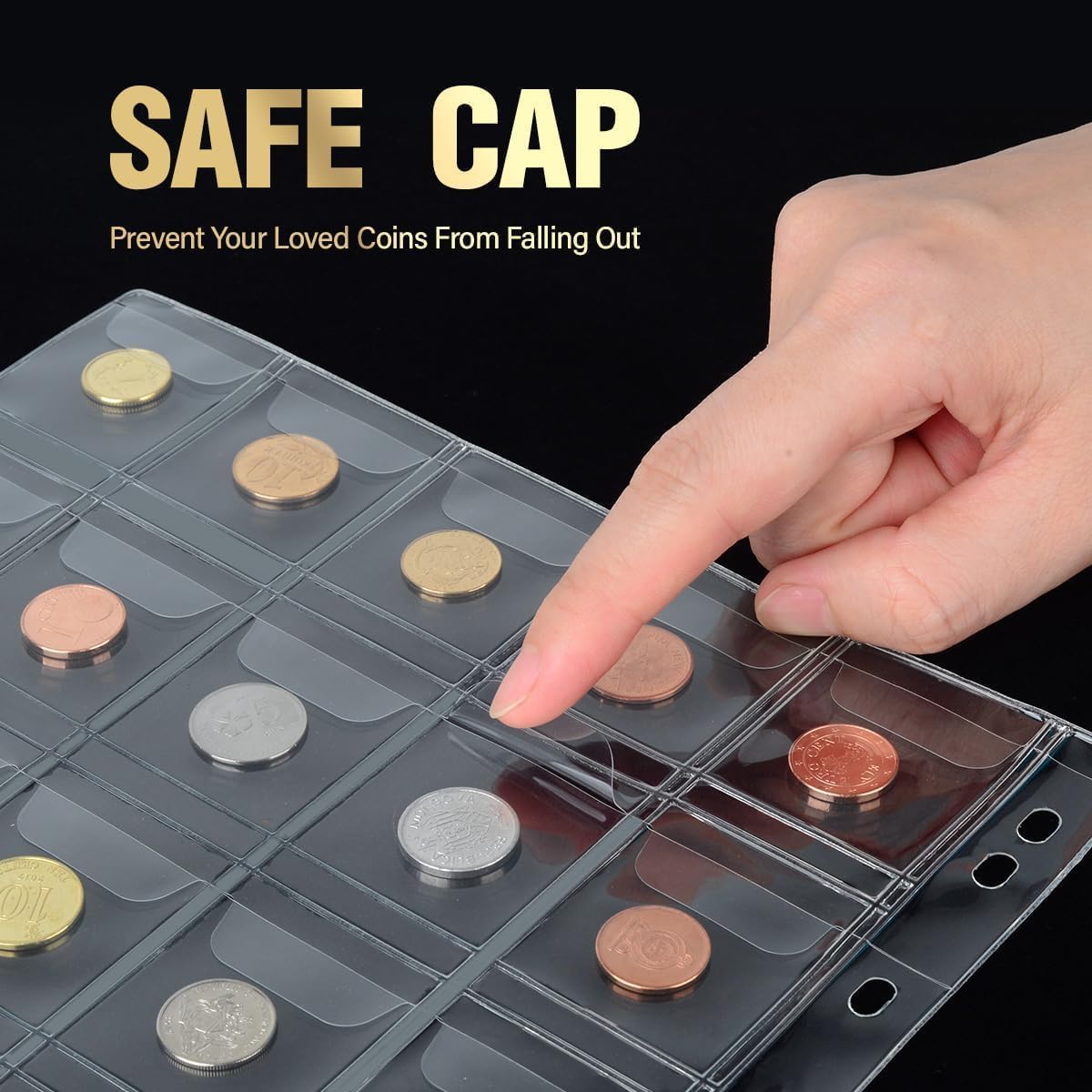 JoyHood Coin Collection Book Holder for Collectors, Money Storage Binder Hold 400 Coins Pockets + 15 Bills Pockets, Coin Organizer Book for Coin Currency Collection Supplies