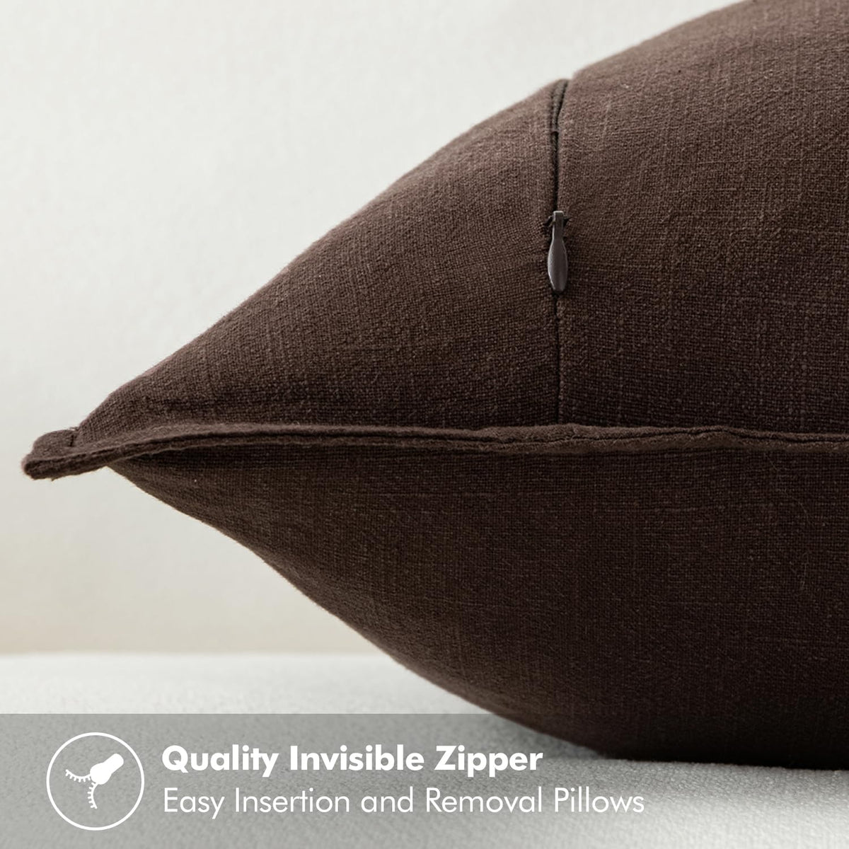 MIULEE Decorative Linen Pillow Covers 18x18 Inch Dark Brown Boho Farmhouse Neutral Couch Throw Pillows for Bed Pack of 2 Accent Pillowcase Spring Modern Sofa Cushion Livingroom Home Decor