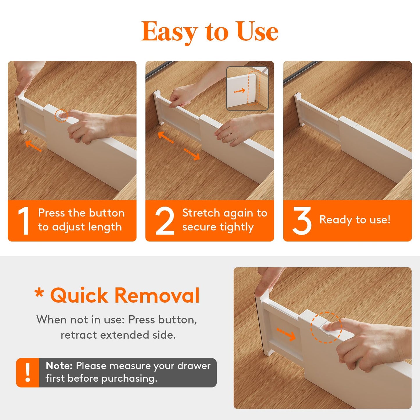 Lifewit 5" High Drawer Dividers, 13.5-22" Plastic Adjustable Drawer Organizers for Clothes, Expandable Dresser Deep Separators in Bedroom/Bathroom/Kitchen/Office Organization and Storage, 8 Packs