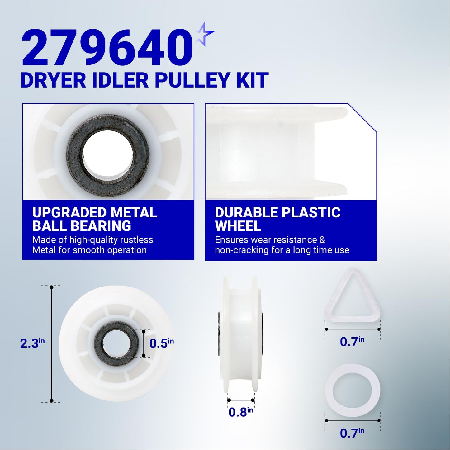[2026 upgraded] BlueStars 4392067 Dryer Repair Kit and W10837240 Idler Pulley - For Whirlpool Cabrio Duet Maytag Bravos XL Kenmore Elite - WPW10314173 Drum Roller 661570V Belt 279640 Idler Pulley