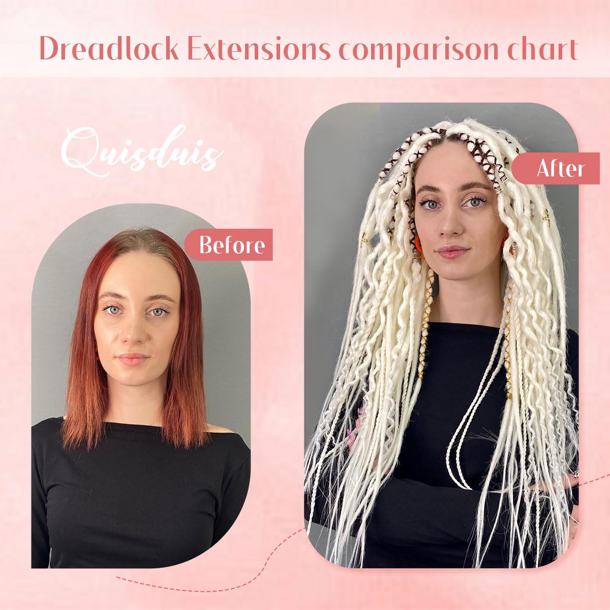 Quiduis 30 Inch 30 Strands SE Dreadlock Extensions,3 In 1 Mixed Synthetic Dreads Extensions,Pine Green Curly&Straight&Boho Single Ended Dreads Extensions Hippie Style Dreadlock for Women