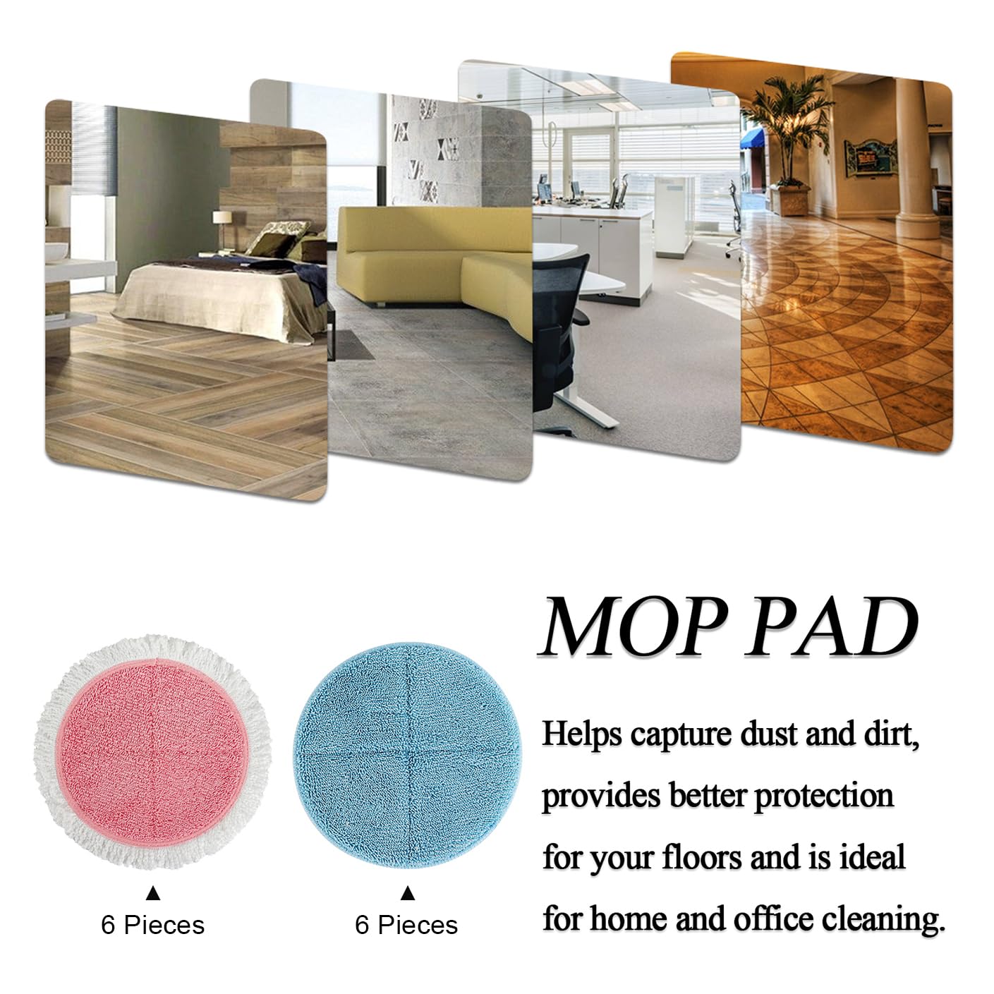 BeiLan Electric Mop Pads Spin Wave Replacement - 12 Pack Electric Mops for Floor Cleaning - 7.28inch Spin Replacement Mop Pads (7.28inch-12Pack)