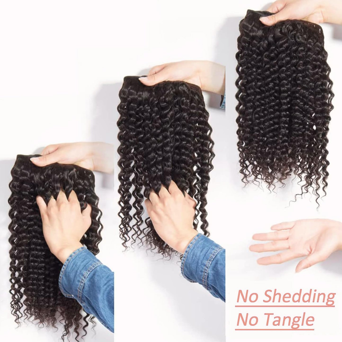 Human Hair Bundles Water Wave 12 14 16 Inch Brazilian Virgin Curly Human Hair Extensions for Women 100% Unprocessed 10A Wet and Wavy Weave Bundles Human Hair Natural Color
