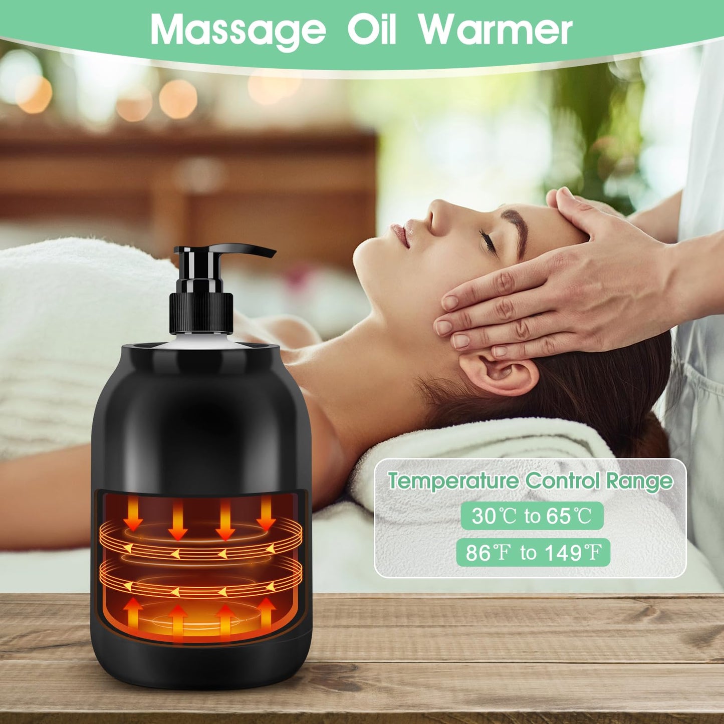 Gugxiom Massage Oil Warmer, LED Display Single Bottle Pro Massage Heater, Temperature Control Oil Warmer for Massage with 2 Oil Bottles, for Lotion Cream (US Plug)