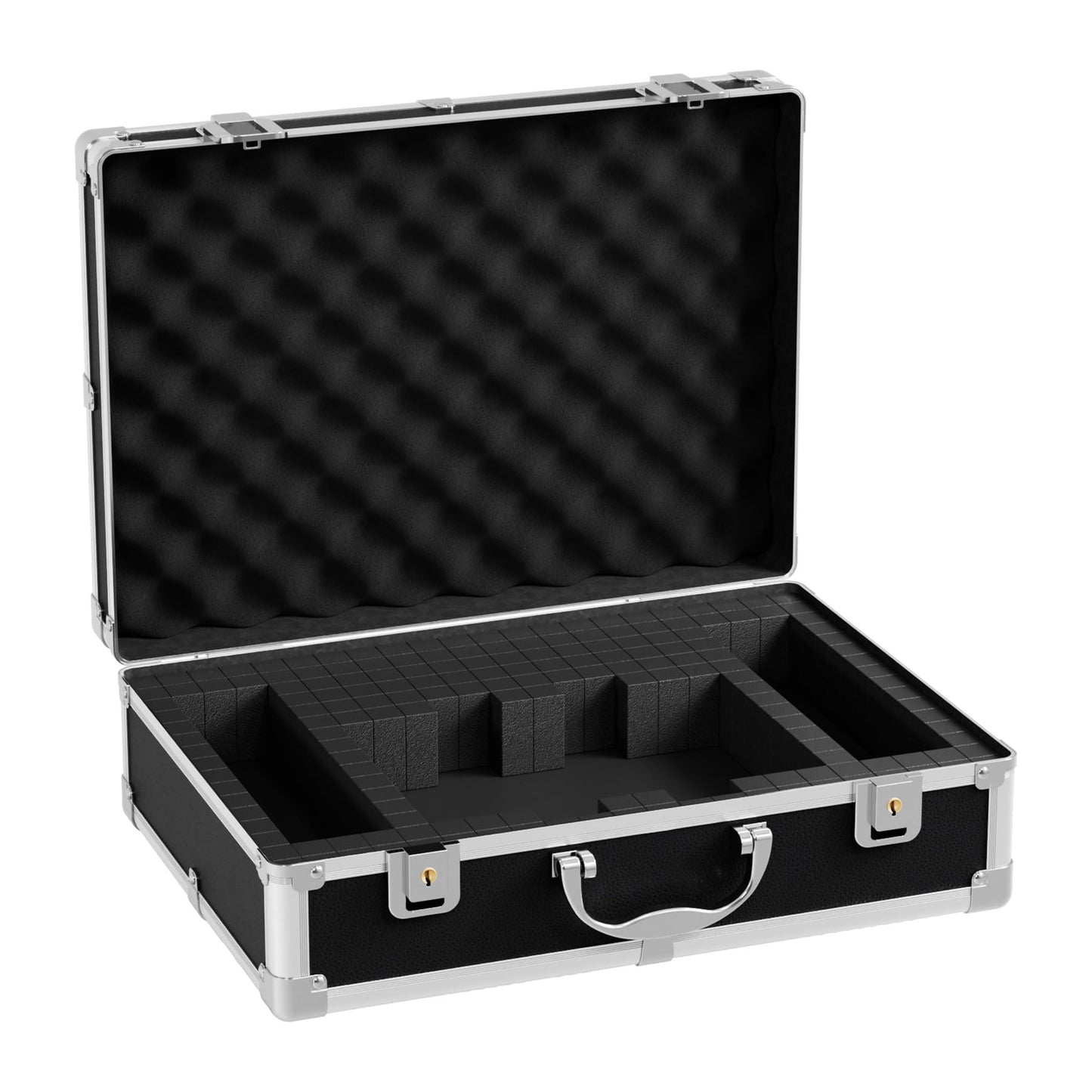 giitooa Hard Shell Carrying Case, Aluminum Alloy Sturdy Build, Customizable Pre-Diced Foam, Suitable for Wireless Mic System Storage & Camera Gear Transportation, Black, Black, 14 X 10 X 5-Inch