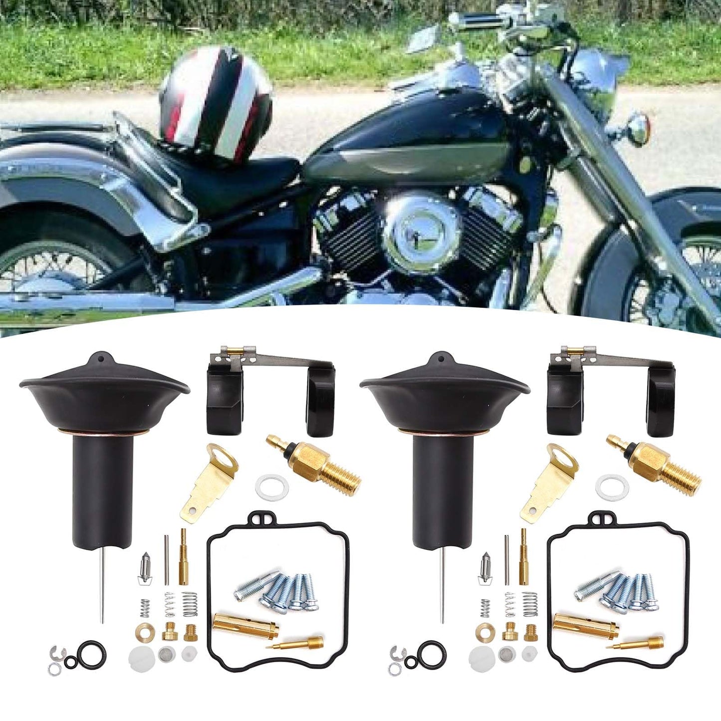 Anxingo Carburetor Repair Kit Replacement for Yamaha V-Star 650 XVS650 Custom XVS650A Classic 1998-2016, Carb Rebuild Kit Replacement for Yamaha V-Star 650 XVS650AT Silverado 2002-2010