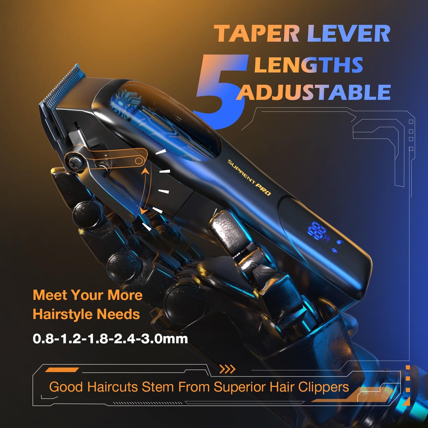 Professional Hair Clippers for Men- High Torque Brushless Motor with Diamond-Like Carbon Coating Ceramic Blade, Mens Cordless Hair Clippers Set for Barbers with Charging Base