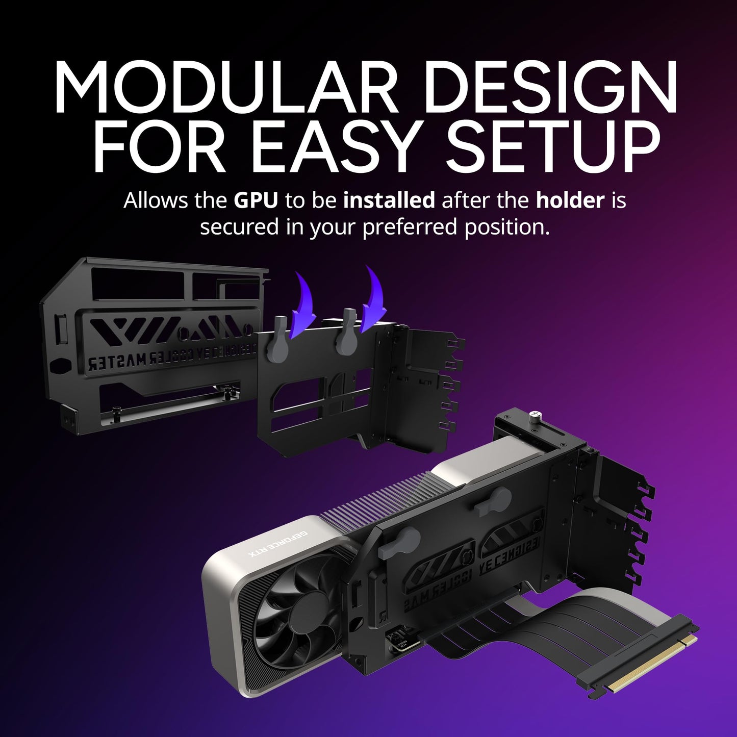 Cooler Master MasterAccessory Vertical GPU Card Holder Kit V3 Black, Premium Riser Cable PCI-E 4.0 x16-165mm, PCIe 3.0 Compatible, Adjustable Length for E-ATX|ATX|Micro ATX Case (MCA-U000R-KFVK03)