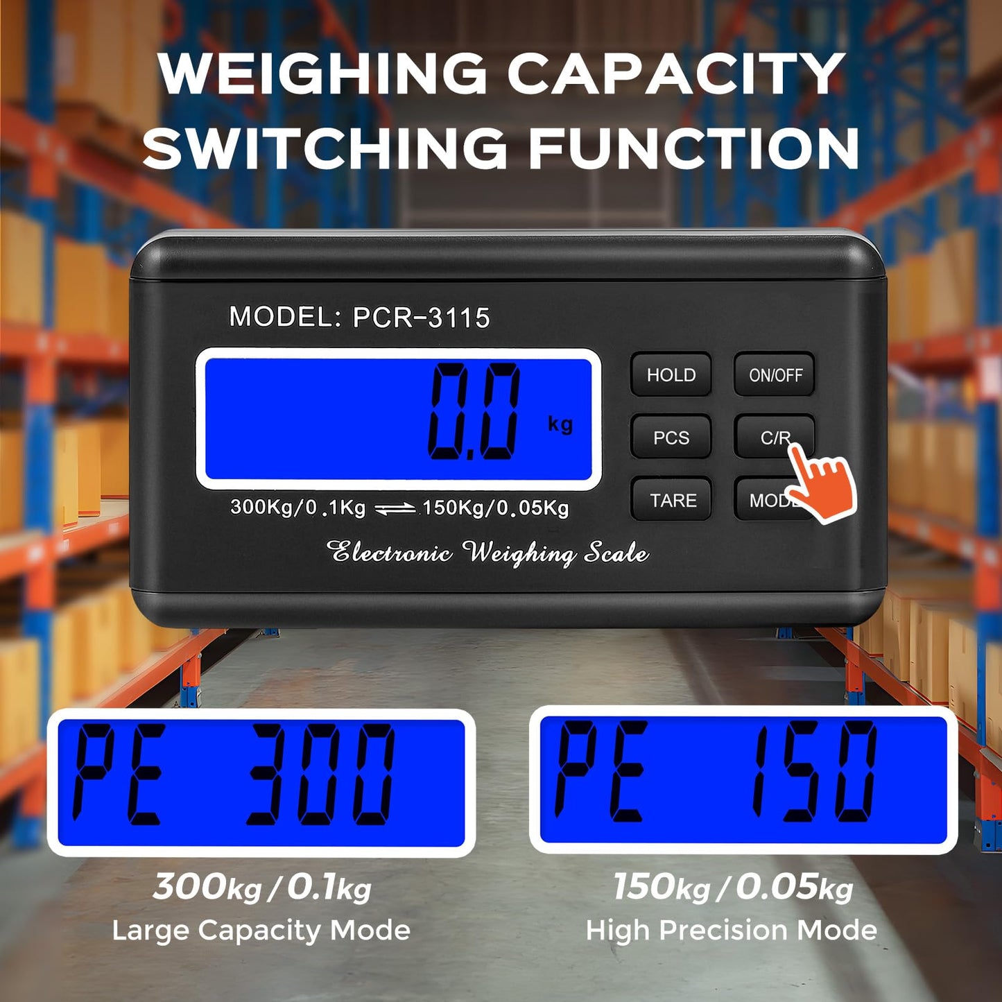 Bonvoisin Postal Scale Digital 300kg/660lb Parcel Shipping Scale with External LCD Display, Stainless Steel Platform, 4 AA Batteries & Mains Adapter Included, kg/oz/lb/lb-oz, Counting