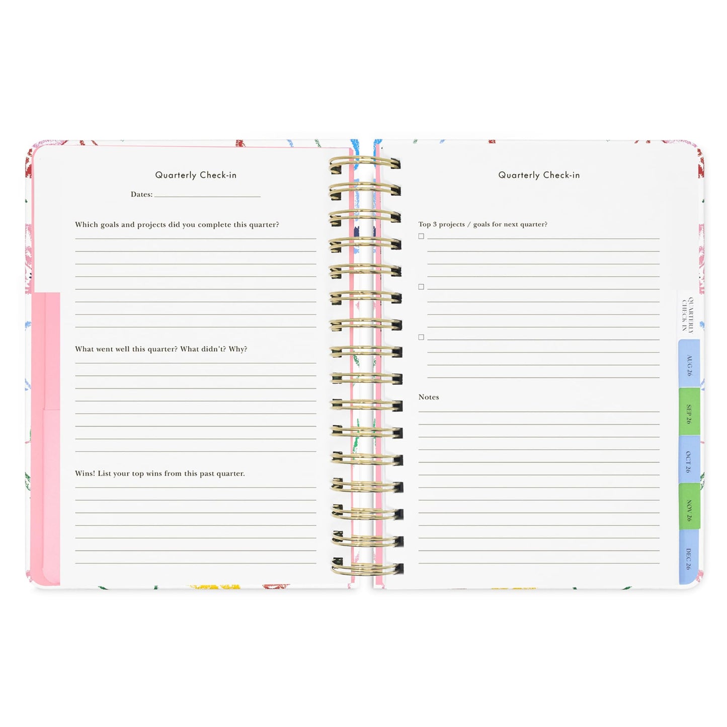 kate spade new york Large Planner 8.5" x 7.25" Spiral Bound Agenda with Monthly & Weekly Layouts, Goal Tracker, Vacation Planner, Stickers, Tabs, Elastic Closure & Pocket August 2026-December 2027