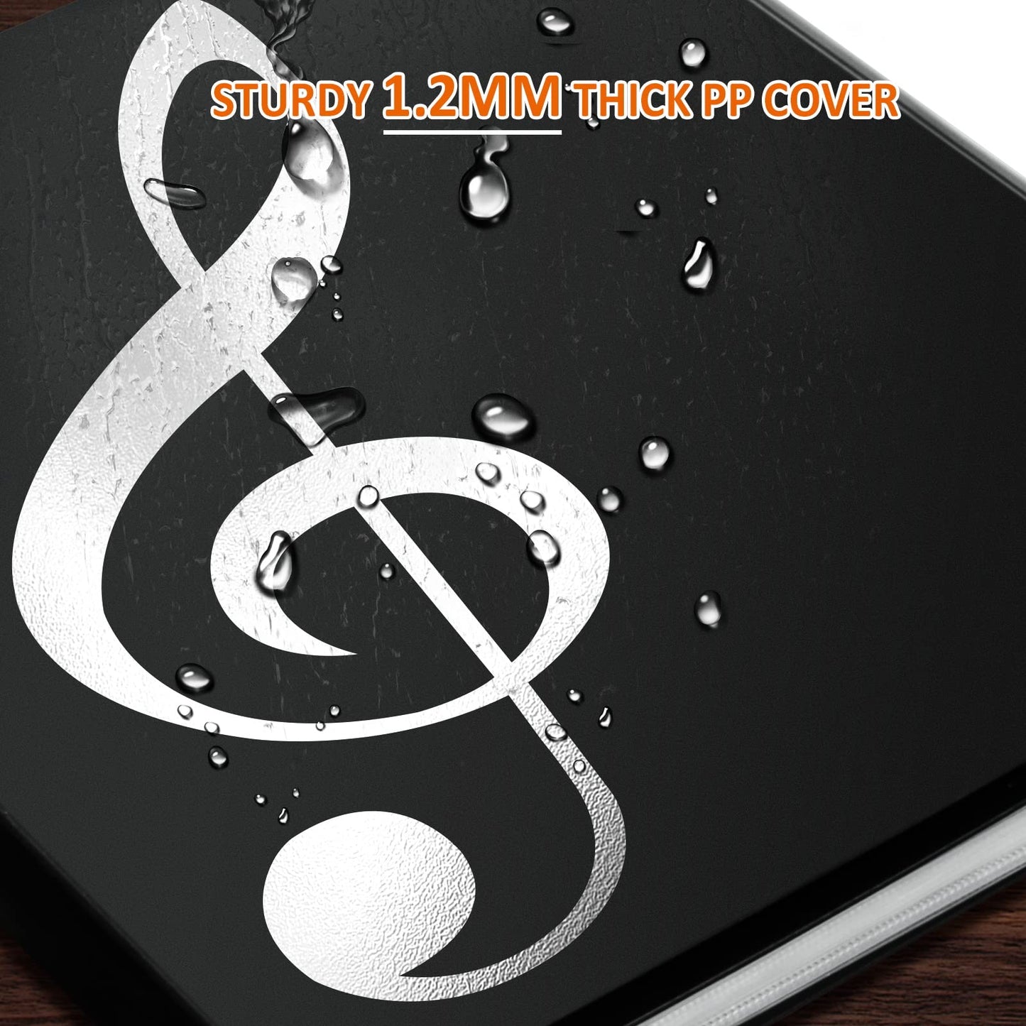 Music Folder, 8.5 x 11 Letter Size Music Binder, 4 Page Expand, 52 Pockets, Writable Choir Folder, Black