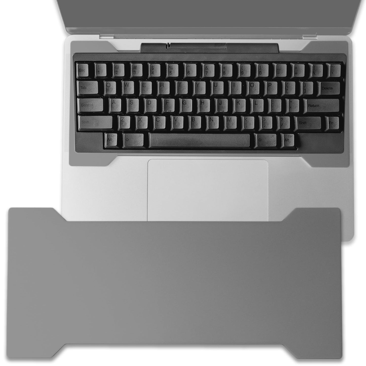 Aluminum Keyboard Bridge for Mechanical Keyboards + Laptops : Laptop Keyboard Cover For External Keyboards: Made for Apple MacBook Pro - Digital Nomad : Travel Accessory - Keyboard Riser - Meteor Gray