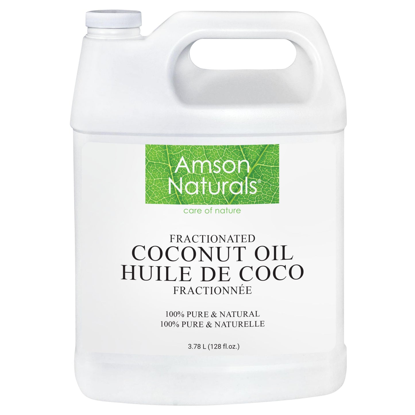 Amson Naturals Fractionated Coconut Oil 3.78 Litres / 1 Gallon / 128 oz - 100% Pure & Natural Liquid Coconut Oil for Skin, Hair, Body, Massage, Odorless, Carrier Oil for Diluting Essential Oils
