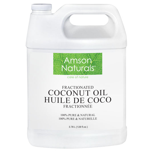 Amson Naturals Fractionated Coconut Oil 3.78 Litres / 1 Gallon / 128 oz - 100% Pure & Natural Liquid Coconut Oil for Skin, Hair, Body, Massage, Odorless, Carrier Oil for Diluting Essential Oils
