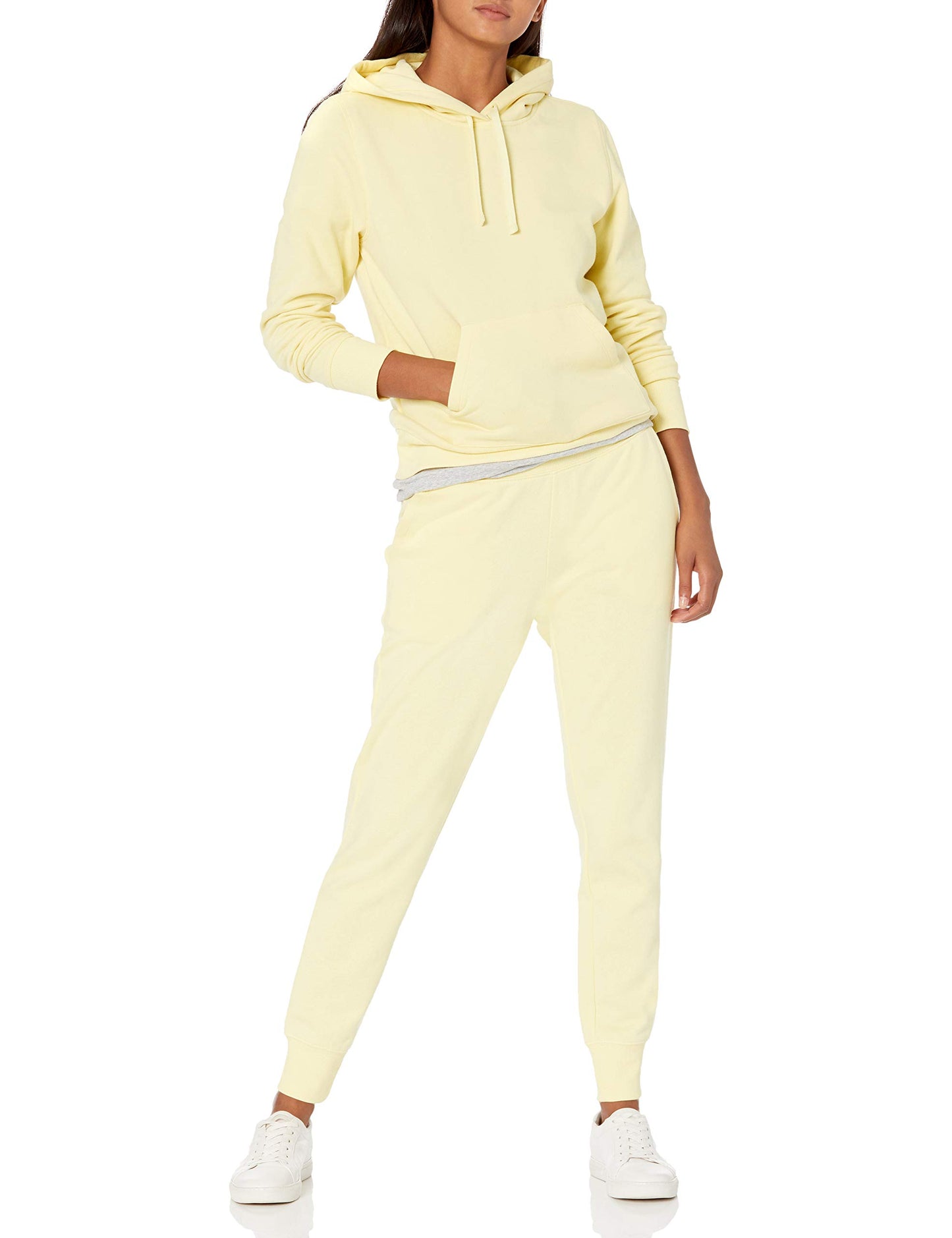Amazon Essentials Women's Fleece Pullover Hoodie, Light Yellow, Medium