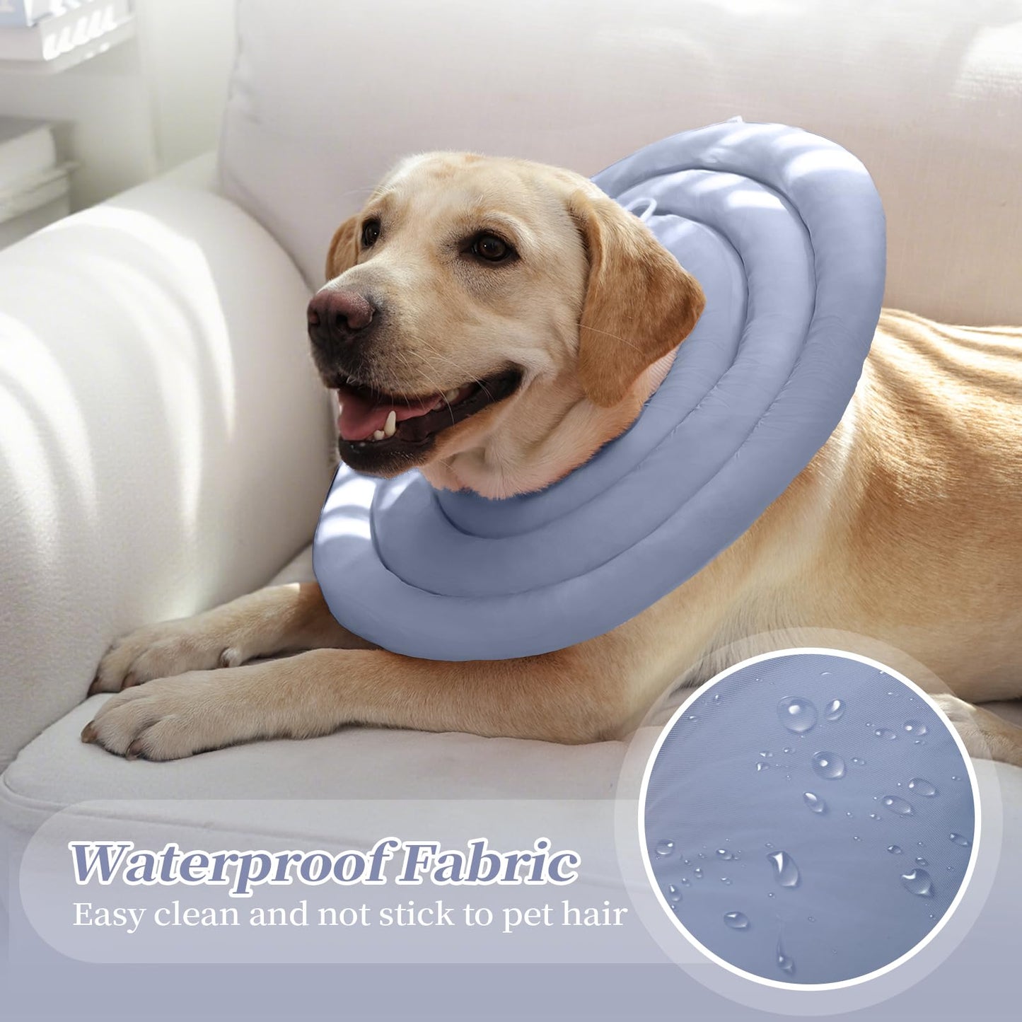 IDOMIK Dog Recovery Collar, Waterproof Soft Dog Cone After Surgery, Comfy Protective Elizabethan Collar Alternative for Dogs Cats, Adjustable Pet Neck Donut Cone Anti-Licking Biting Wounds