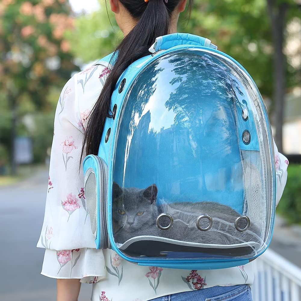 Cat Backpack Carrier Pet Dog Expandable Carriers Bag with Space Capsule Clear Bubble Window for Kitten Small Puppy and Bunny Cats Travel Hiking Walking Outdoor Use
