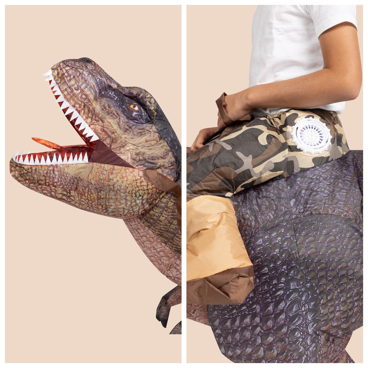 Spooktacular Creations Halloween Inflatable Dinosaur Costume Kids Digital Printing Ride-On Dinosaur for Halloween（M)