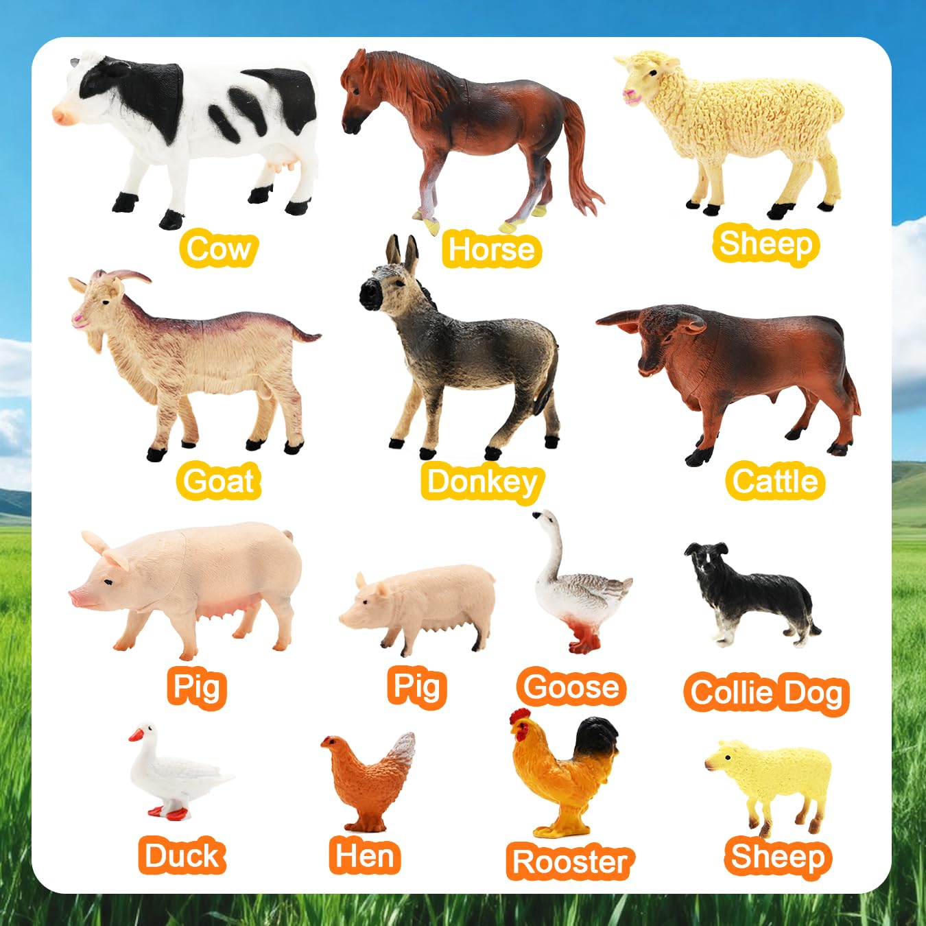 3 Pack Farm Toy Tractor with 40pcs Plastic Farm Animals Figurines and Fence Farm Playset, Farm Figures Farmer Vehicle Toy Truck with Trailer for Kids Boys Girls Toddlers