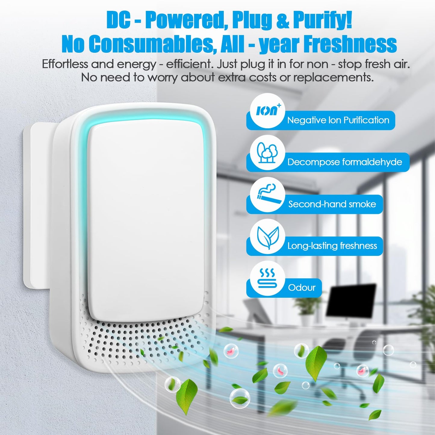 6 Pack Plug In Air Ionizers, Quiet Operation Air Freshener for Home, Office, Bedroom, Kitchen, Garage Room, Portable Air Purifiers, Pets Smell - Air Cleaner (White)