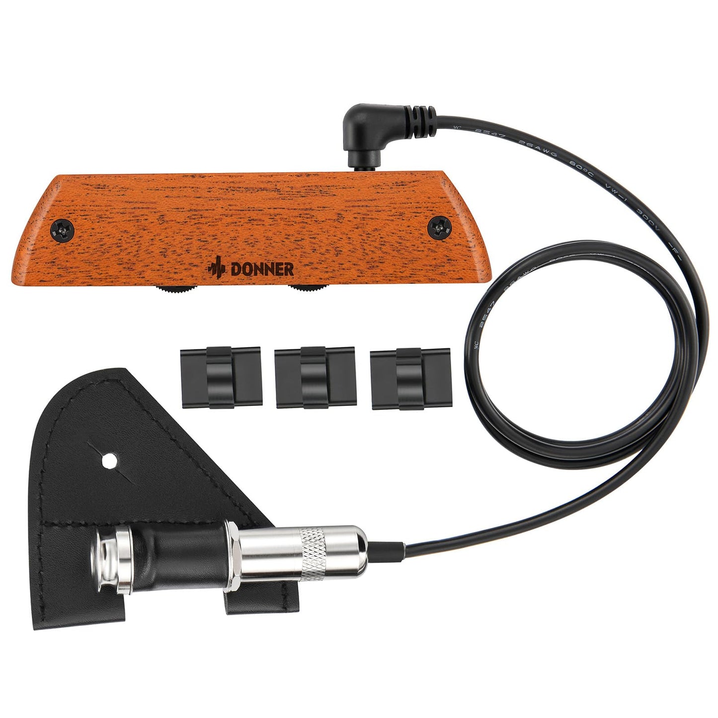 Donner Acoustic Guitar Pickup, Acoustic Pickup DSS-6 Passive Guitar Pickups Mahogany Soundhole Pickup with Humbucker Volume Tone Control