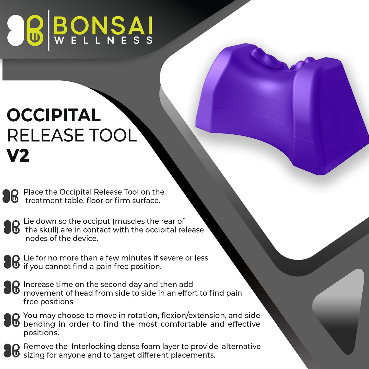 BONSAI WELLNESS -Occipital Release Tool 2.0 Cervical Traction for Neck and Shoulder Pain Chiropractic Alignment Pivot Device for Trigger Point Therapy Fit Aches